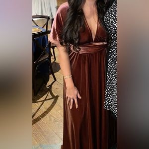 COPY - Revelry- Micah Convertible Velvet Terracotta Bridesmaid Dress